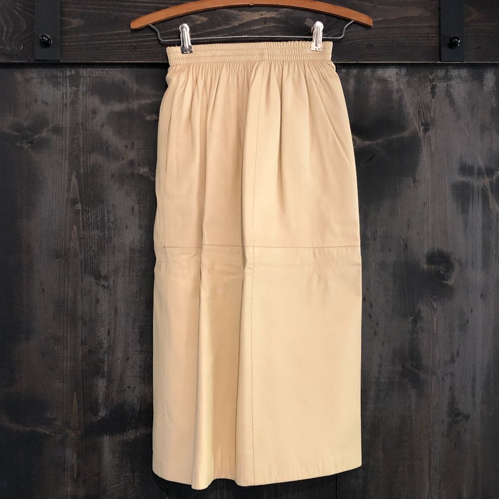 Tan Yellow Vintage Leather Skirt by West Bay Size 6
